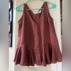 Rebecca Taylor Metallic Coral Peplum Tank